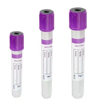 PET/Glass Lavender Top EDTA K2/K3 Vakum kan toplama test tüpü Tek kullanımlık