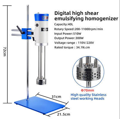 Laboratuvar 40L Kozmetik karıştırıcı laboratuvar Homogenizer Yüksek Hızlı Homogenizer Laboratuvar Yüksek Kesme Homogenizer